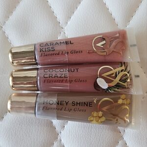 VS New SET (3) Lip Glosses Flavored Caramel Coconut Honey VICTORIAS SECRET